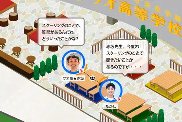 高校卒業資格の取得に必要な普段の学習はオンラインで受講。ワオ高校では、登校時間０分の「バーチャルキャンパス」があり、教員が常駐しているので気軽にいつでも相談ができますよ。